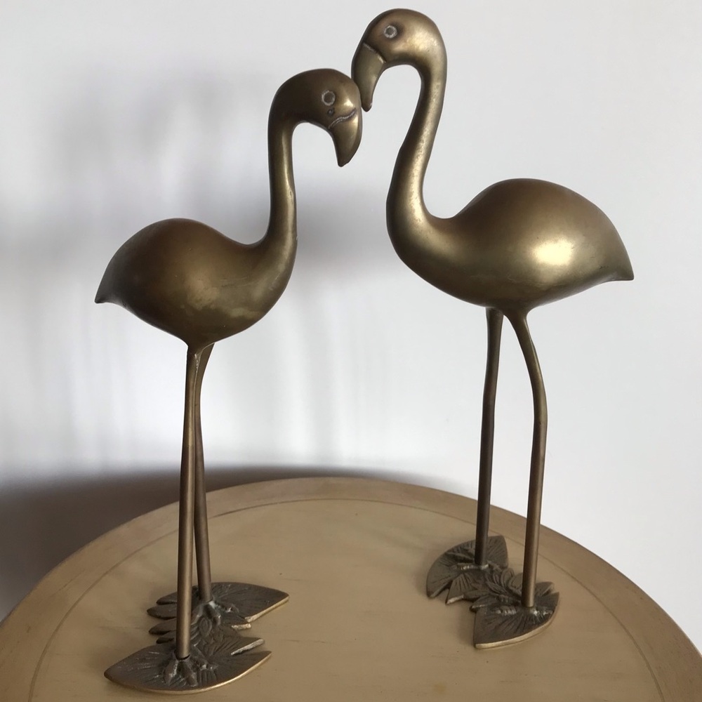 Vintage Brass Flamingo Statue Pair - Picture 3 of 7